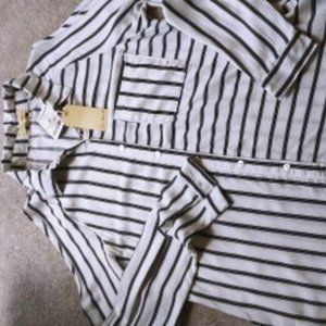 Love Notes, White dress shirt with black stripes